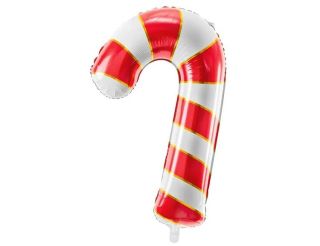 Фолио балон Коледен бастун в бяло и червено