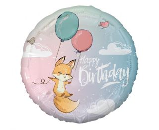 Фолио балон Happy birthday с Лисица с хелий