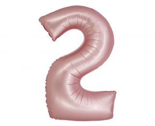 Фолио балон цифра 2 цвят Розов мат с хелий
