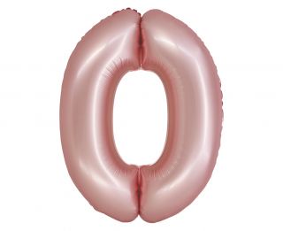 Фолио балон цифра 0 цвят Розов мат с хелий