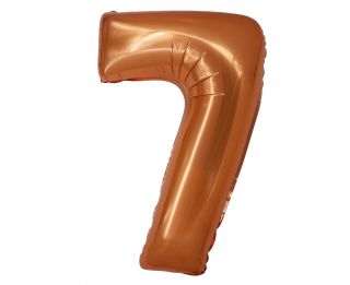 Фолио балон цифра 7 цвят Меден с хелий