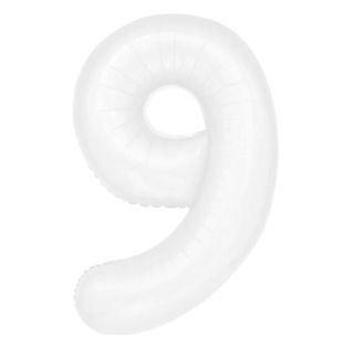 Фолио балон цифра 9  цвят Бял 100 см с хелий