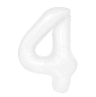 Фолио балон цифра 4 цвят Бял - 100 см с хелий