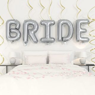 Големи фолиеви букви Bride в сребърно/ silver