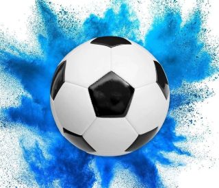 Конфета футболна топка със син прах