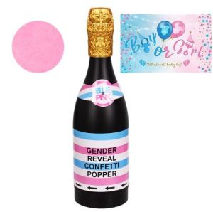 Парти конфети бутилка шампанско Boy or girl - розови