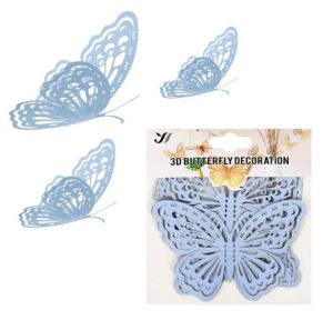 3D Пеперуди за декорация цвят Светло син - 12 бр.