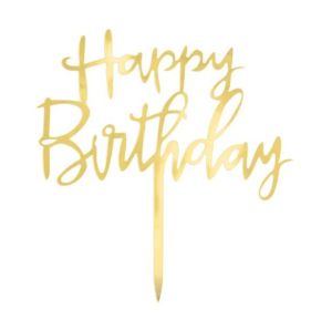 Топер за торта Happy birtday Светло злато
