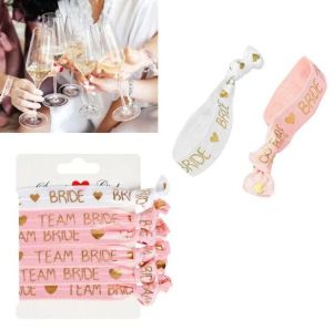 Гривна за моминско парти Bride / Team bride Розови - 6 бр.