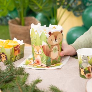 Картонени кутийки за пуканки Горски животни - 6 броя