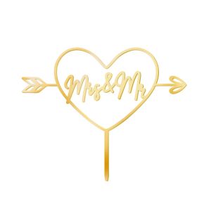 Топер за торта Златен Mrs & Mr
