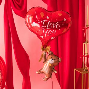 Фолио балон сърце с мечеI Love You