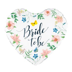 Фолио балон  Bride to be - розов на цветя и пеперуди